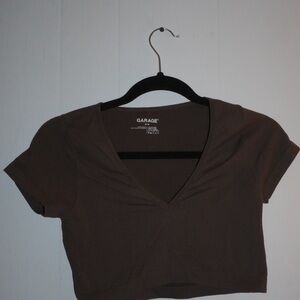 Garage Women's Chocolate V-Neck Crop Top